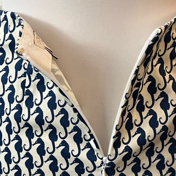 J.Crew Factory Seahorse Critter Stretch Cotton Preppy Miniskirt Navy Blue White - Picture 7 of 9